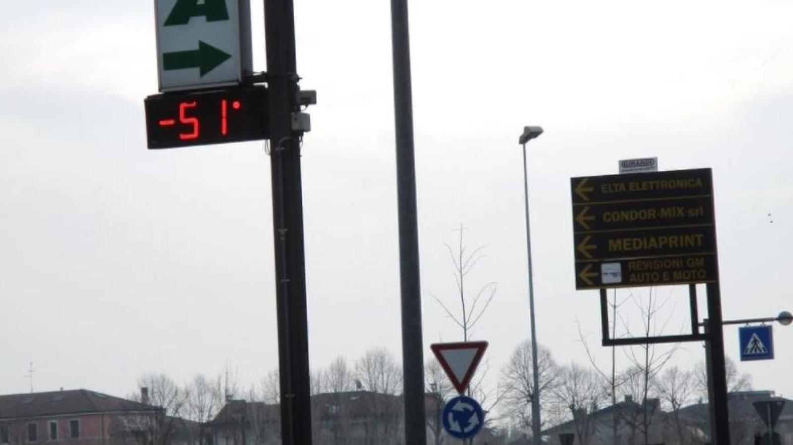 Termometro impazzito: -51 gradi in Transpolesana