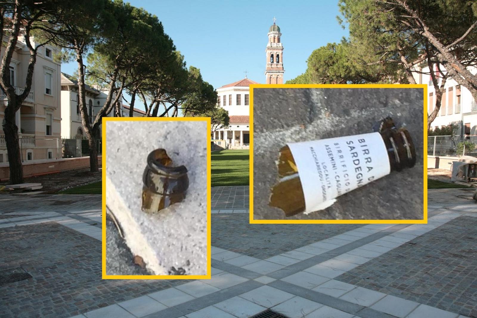 Bottigliate contro le case nella notte