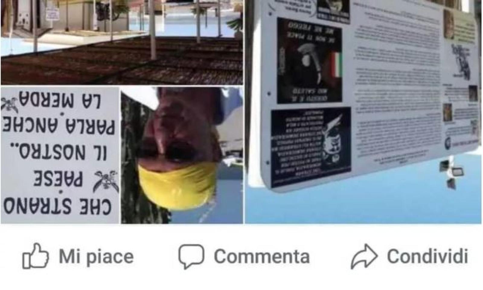 L'Anpi posta una foto di Scarpa a testa in gi&ugrave;