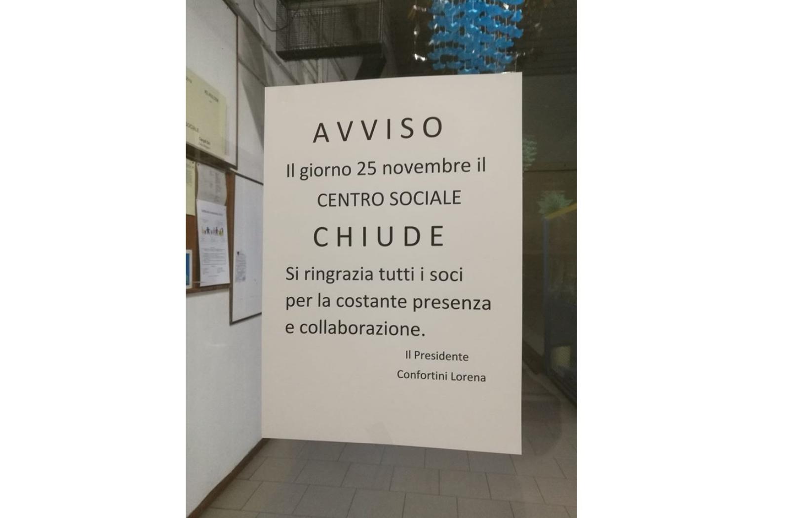 Addio centro sociale: chiuso da luned&igrave;