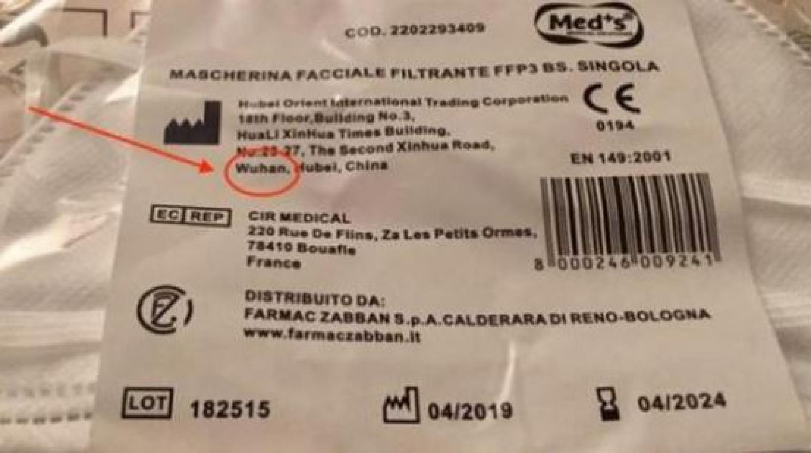 Mascherine contro il virus, Made in Cina precisamente "wuhan"