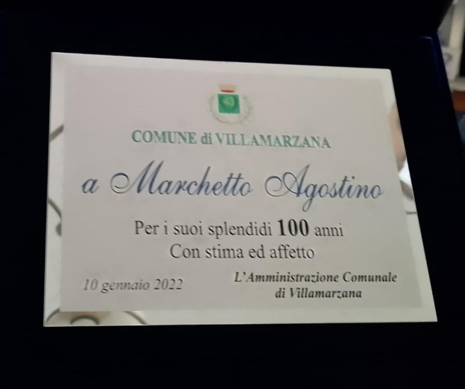 Un secolo di Agostino, orgoglio del paese