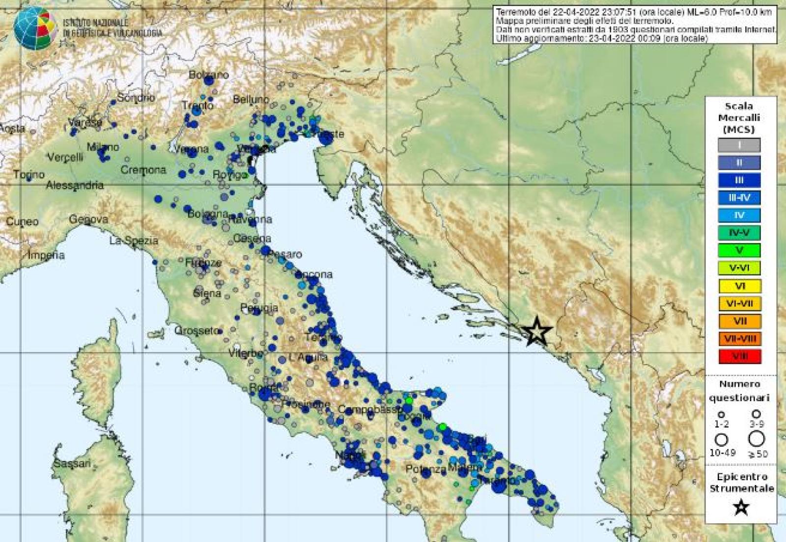 Fortissimo terremoto fa tremare il Nordest