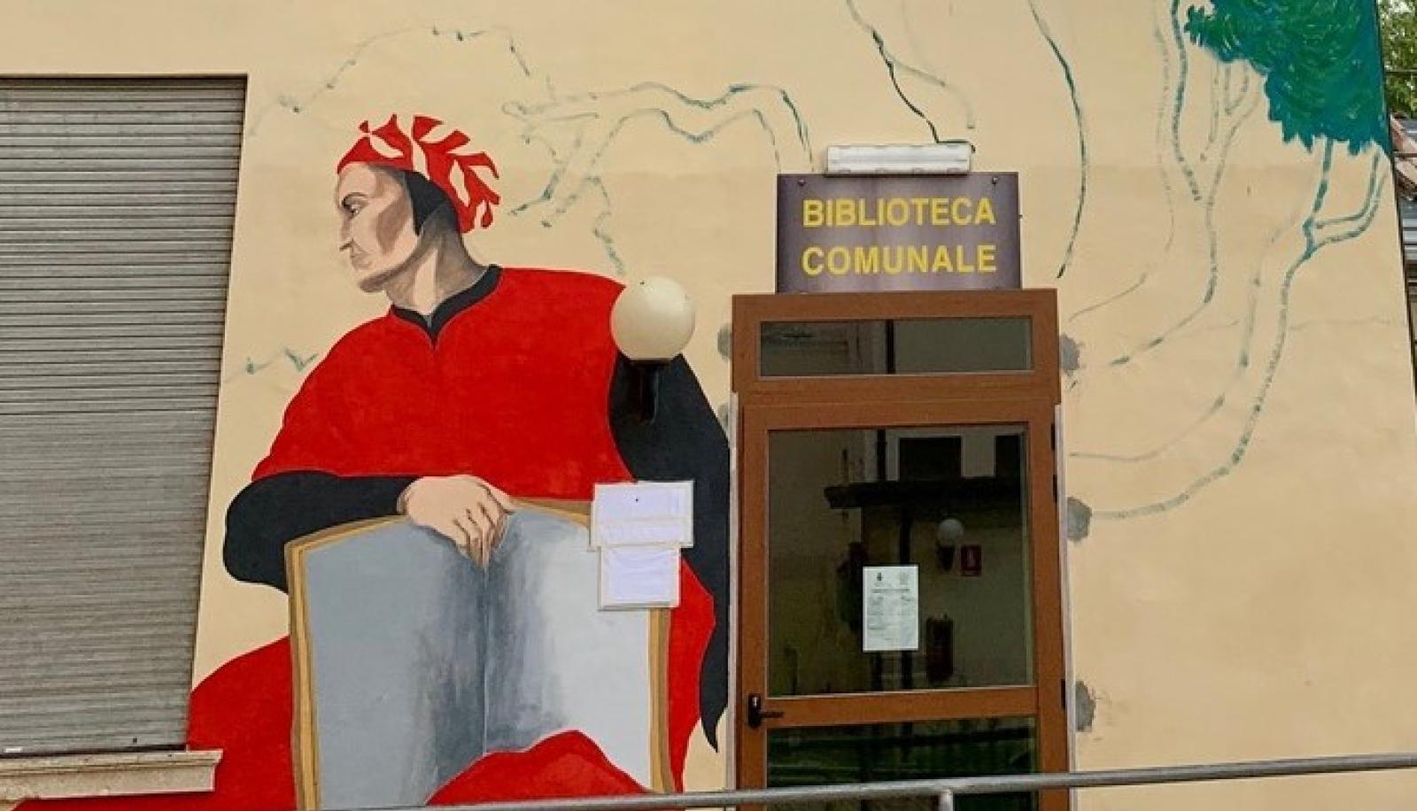 La quercia millenaria e il Sommo Poeta, l'arte in un murales 