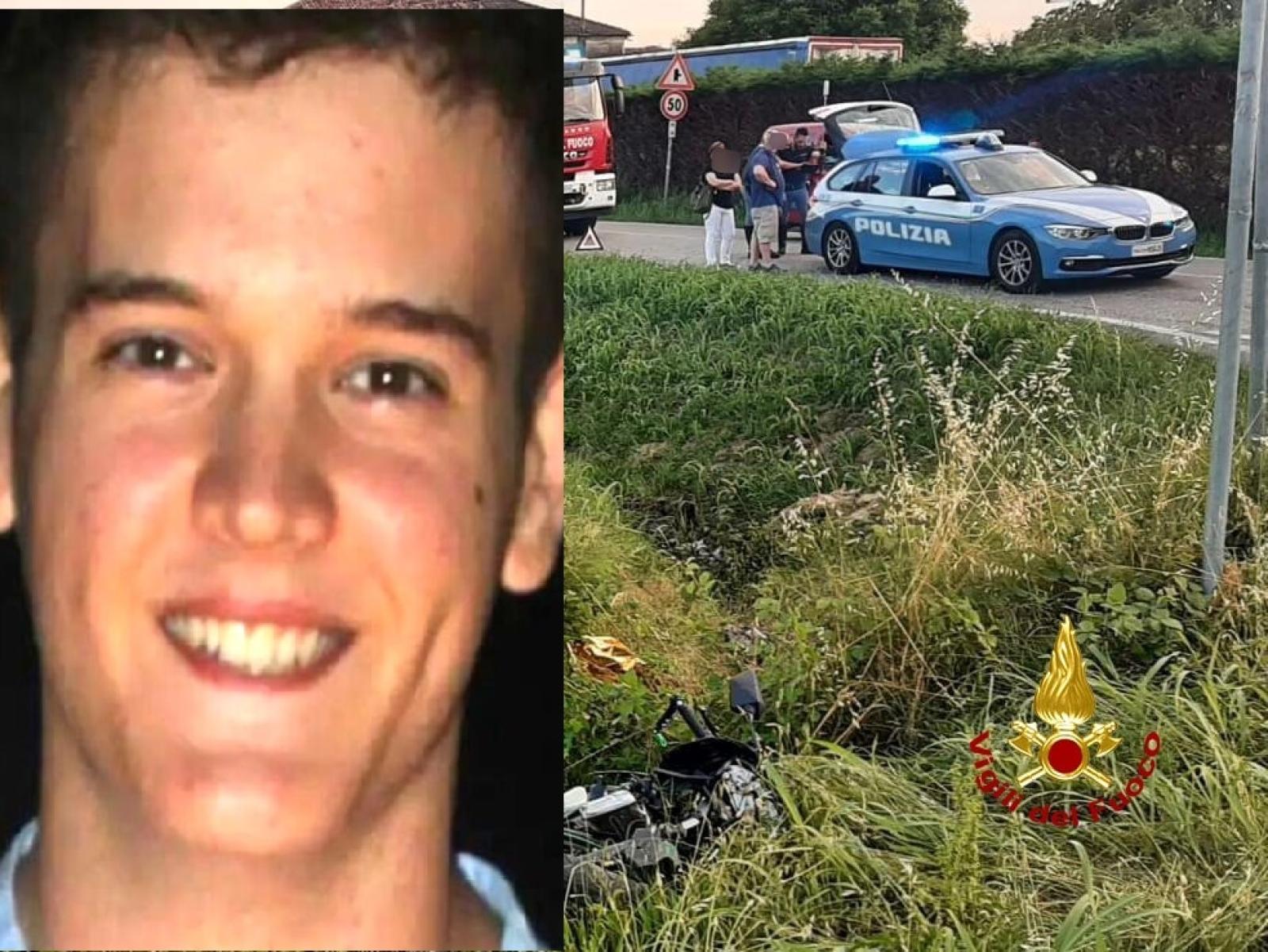 Si schianta in moto contro l'auto dello zio, muore a 18 anni