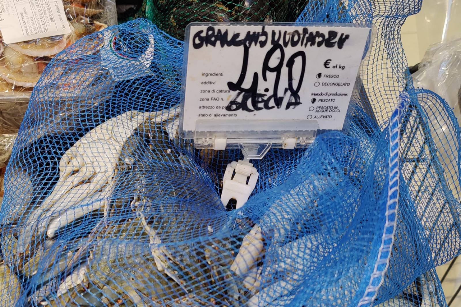 Il granchio blu greco invade i nostri supermercati