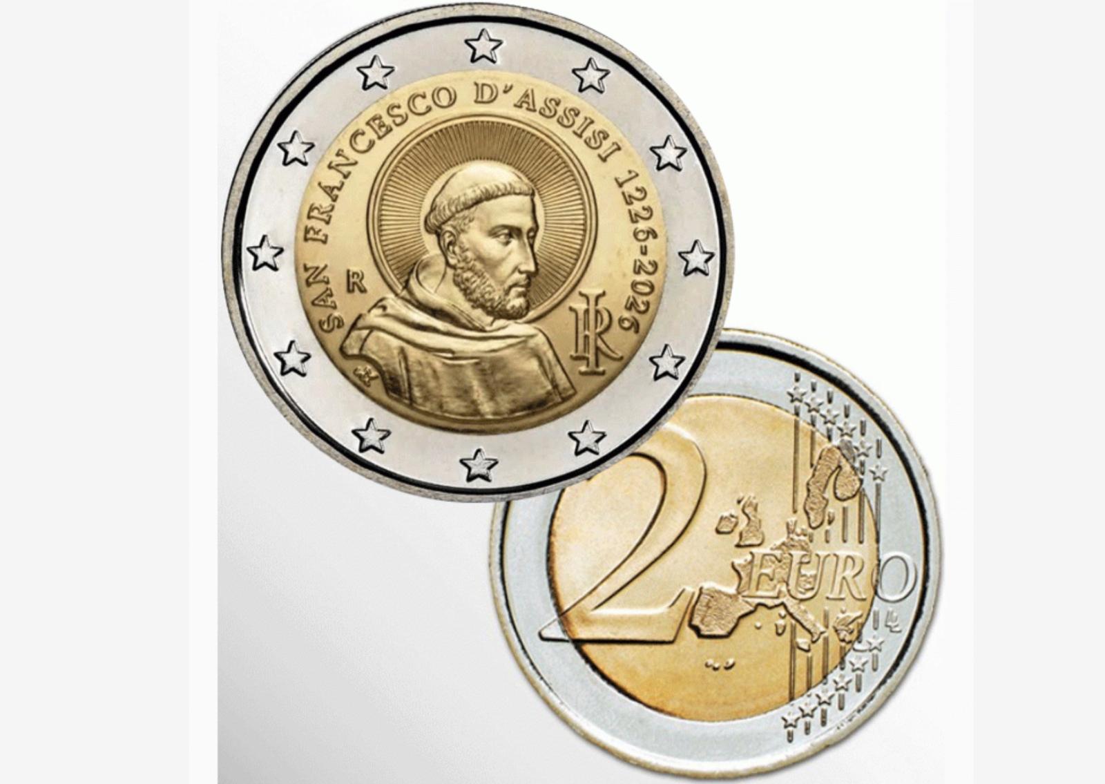 San Francesco, arriva la moneta da 2 euro
