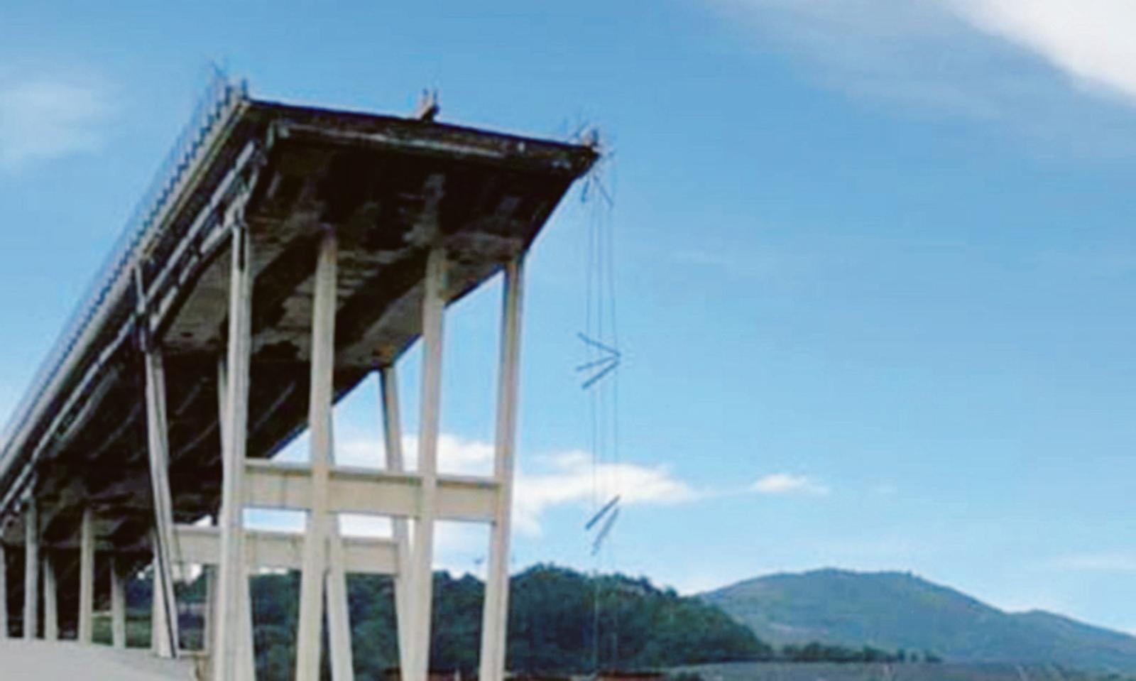 Il disastro del ponte Morandi ricreato in Pescheria Nuova