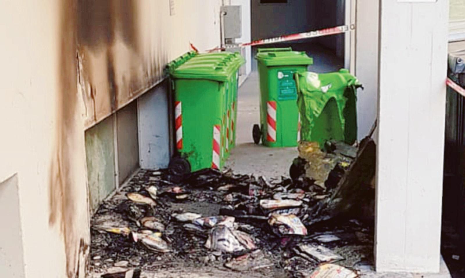 Rogo ai bidoni dei rifiuti, paura nella notte