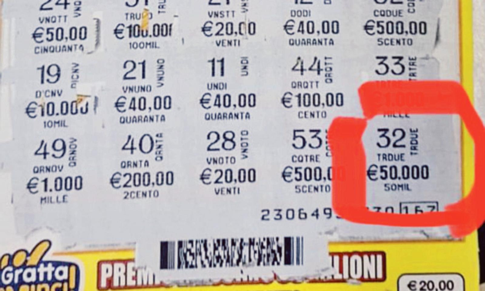 Gratta e vince ben 50mila euro 