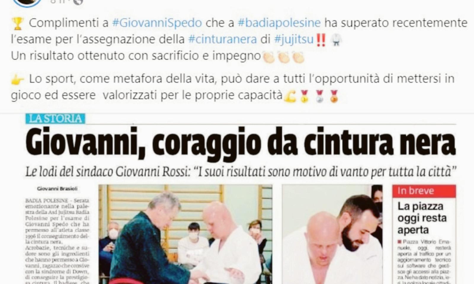 Il ministero applaude Giovanni, super cintura nera