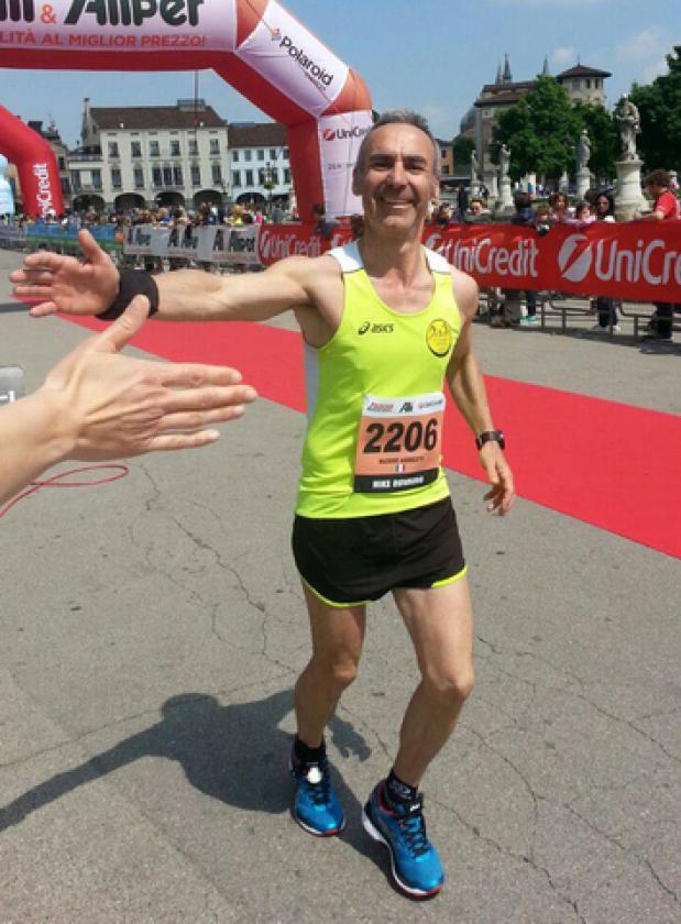 Andreotti all'arrivo della Maratona di Padova
