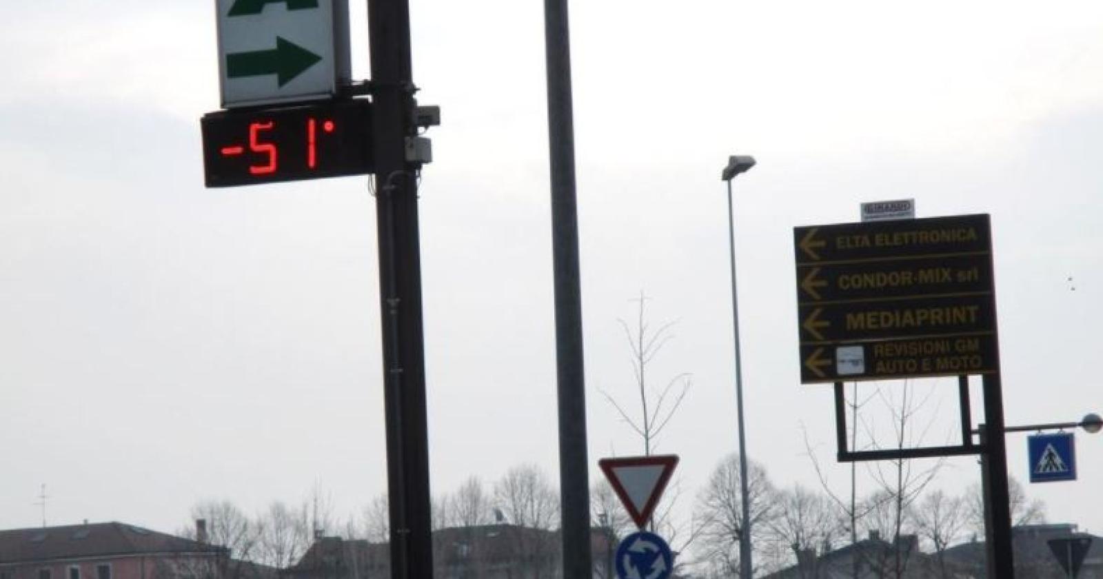 Termometro impazzito: -51 gradi in Transpolesana