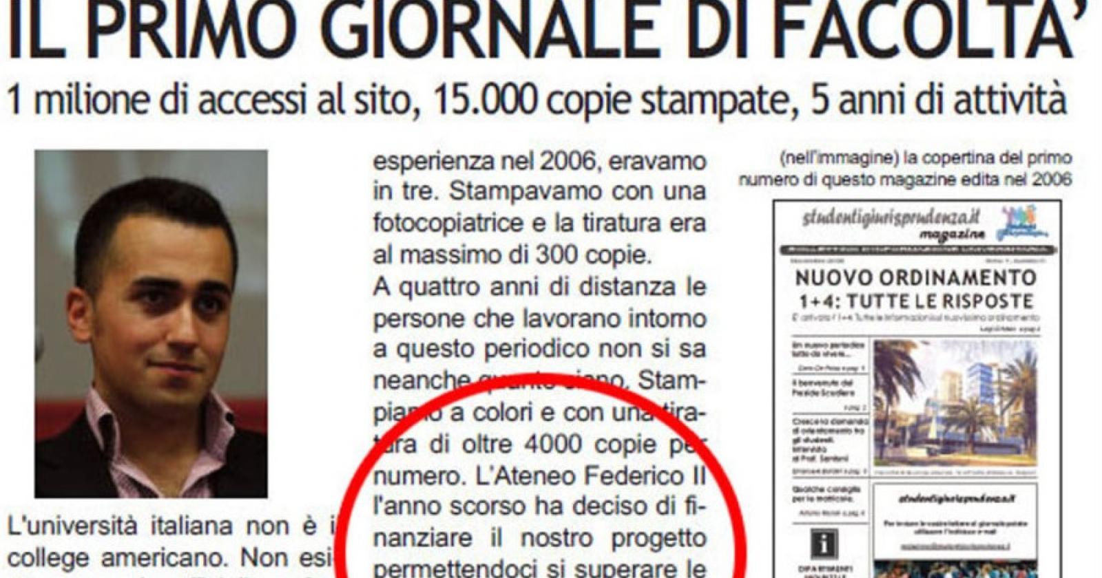 Pure Di Maio prendeva i finanziamenti