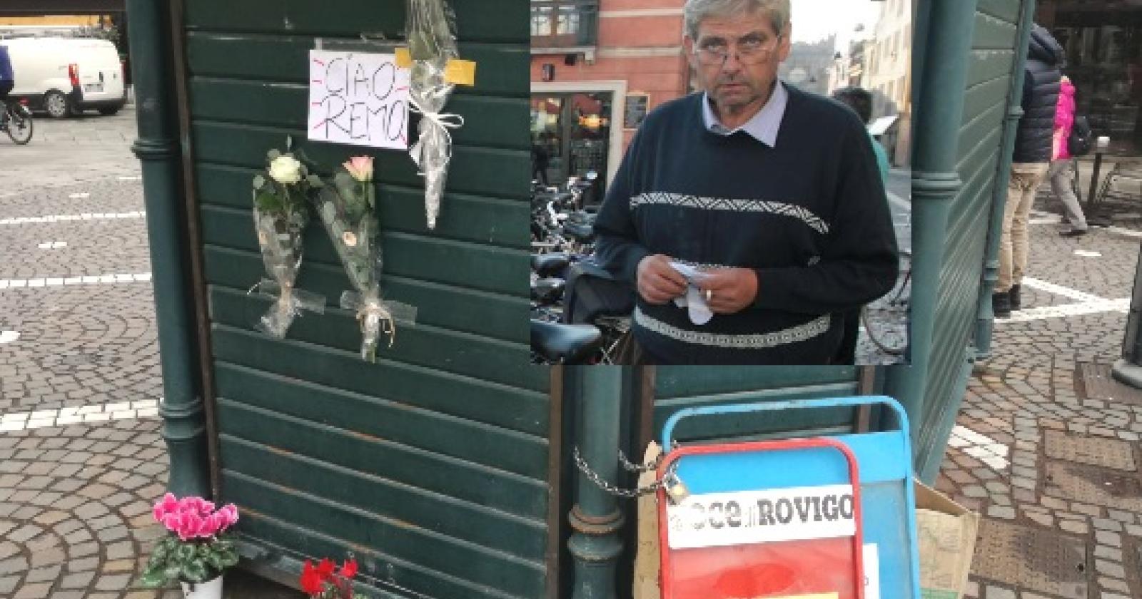 Fiori e ricordi sull'edicola di Remo