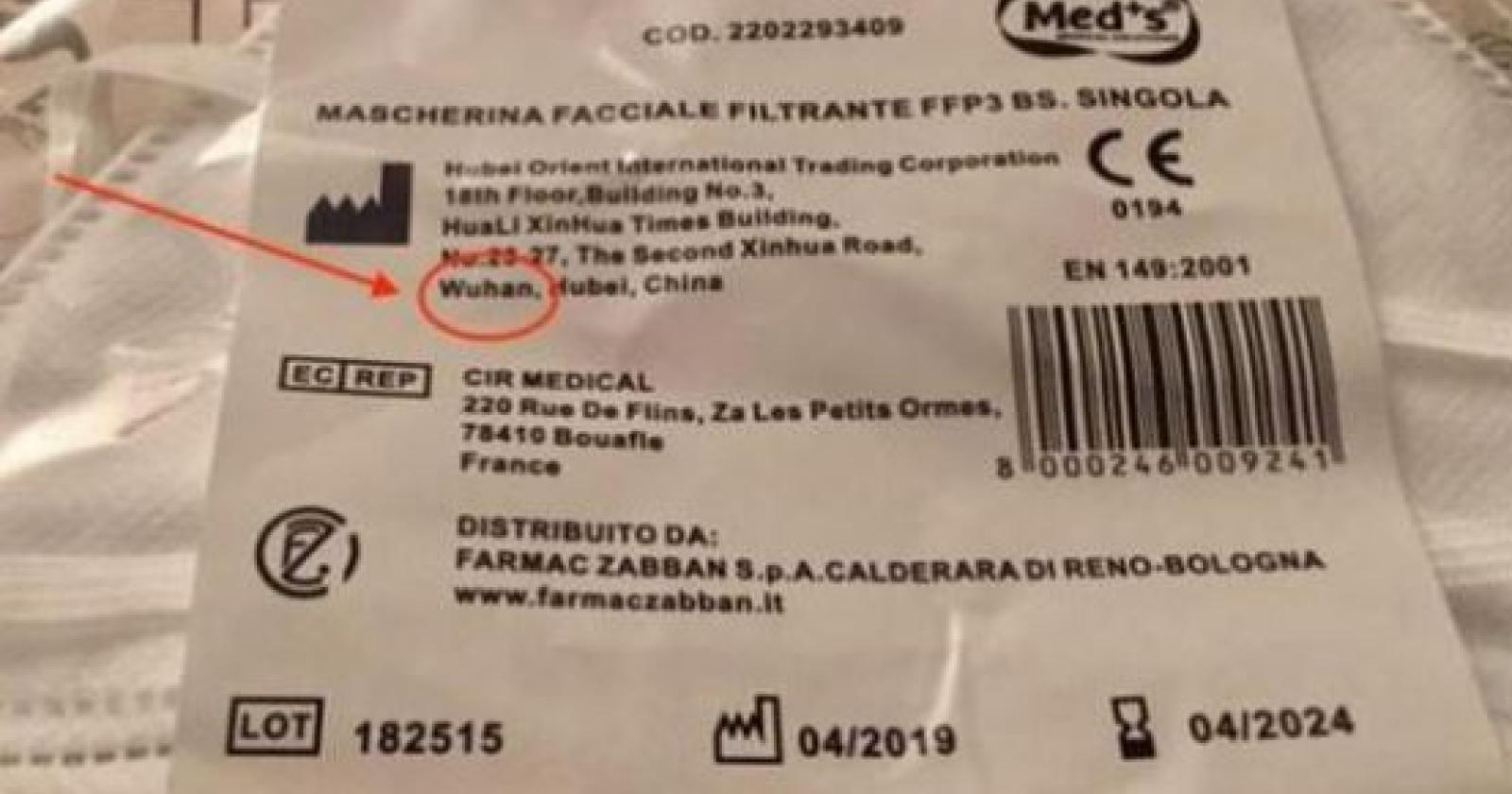 Mascherine contro il virus, Made in Cina precisamente "wuhan"