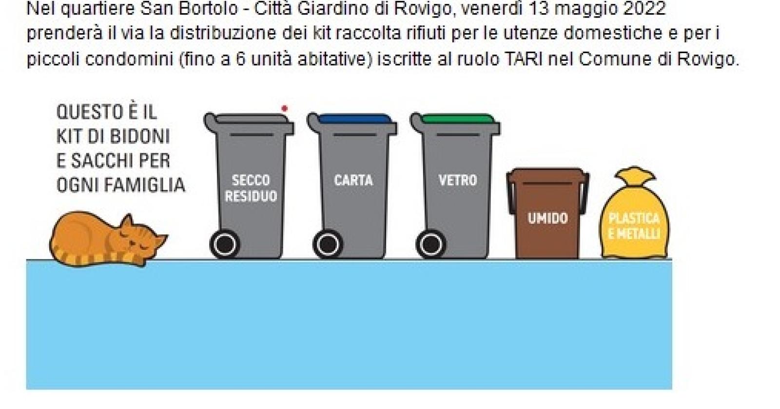 Nuova differenziata, distribuzione dei kit al via a San Bortolo