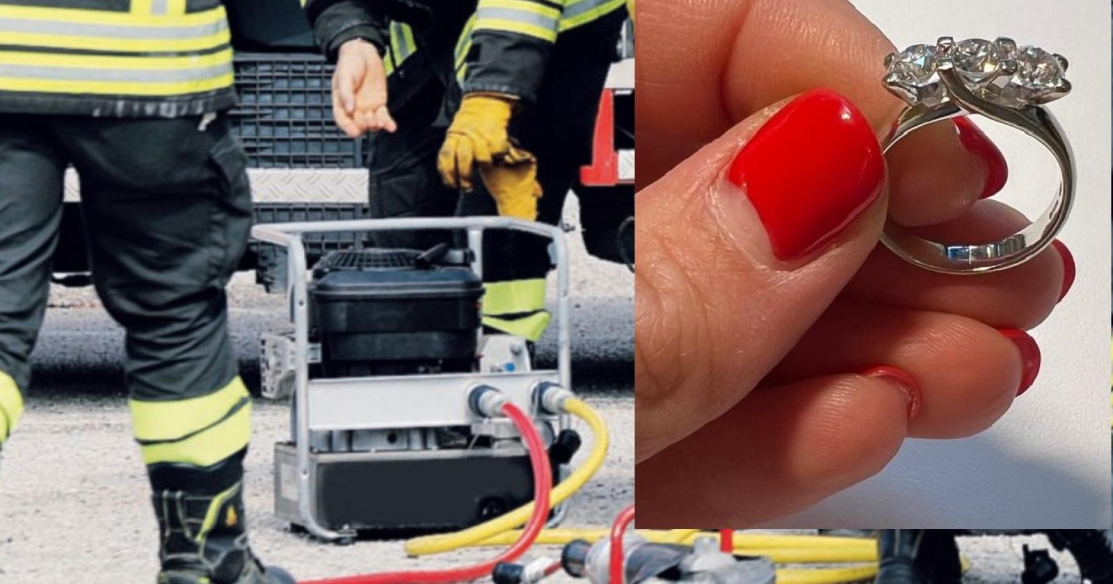 Perde l’anello da 8mila euro nel tombino i pompieri lo recuperano