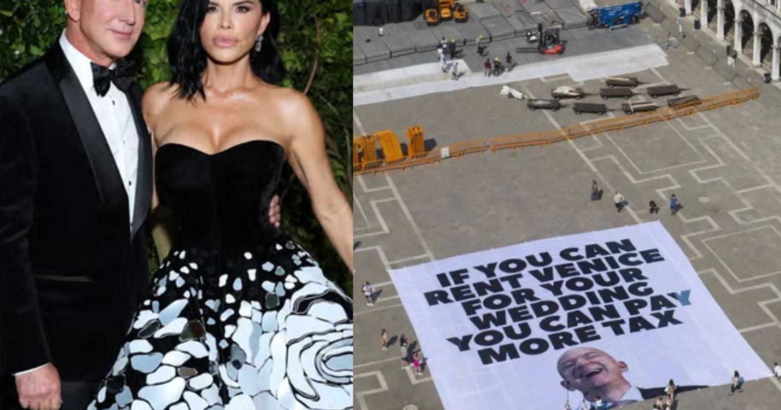 Attivisti chiedono al magnate di pagare più tasse, e spunta lo striscione