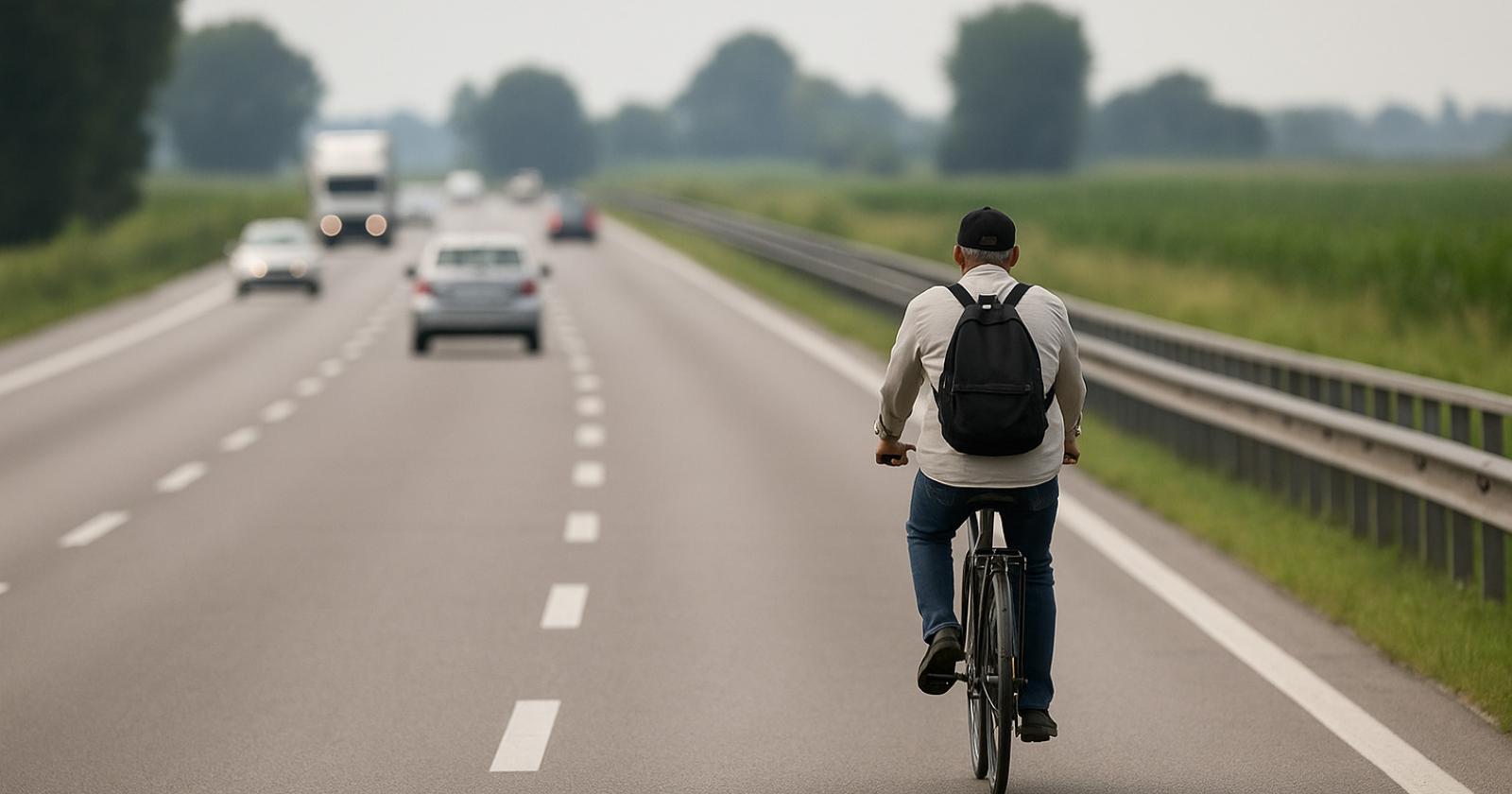 Transpolesana, pedalata da brivido in contromano: fermato ciclista sulla statale 434
