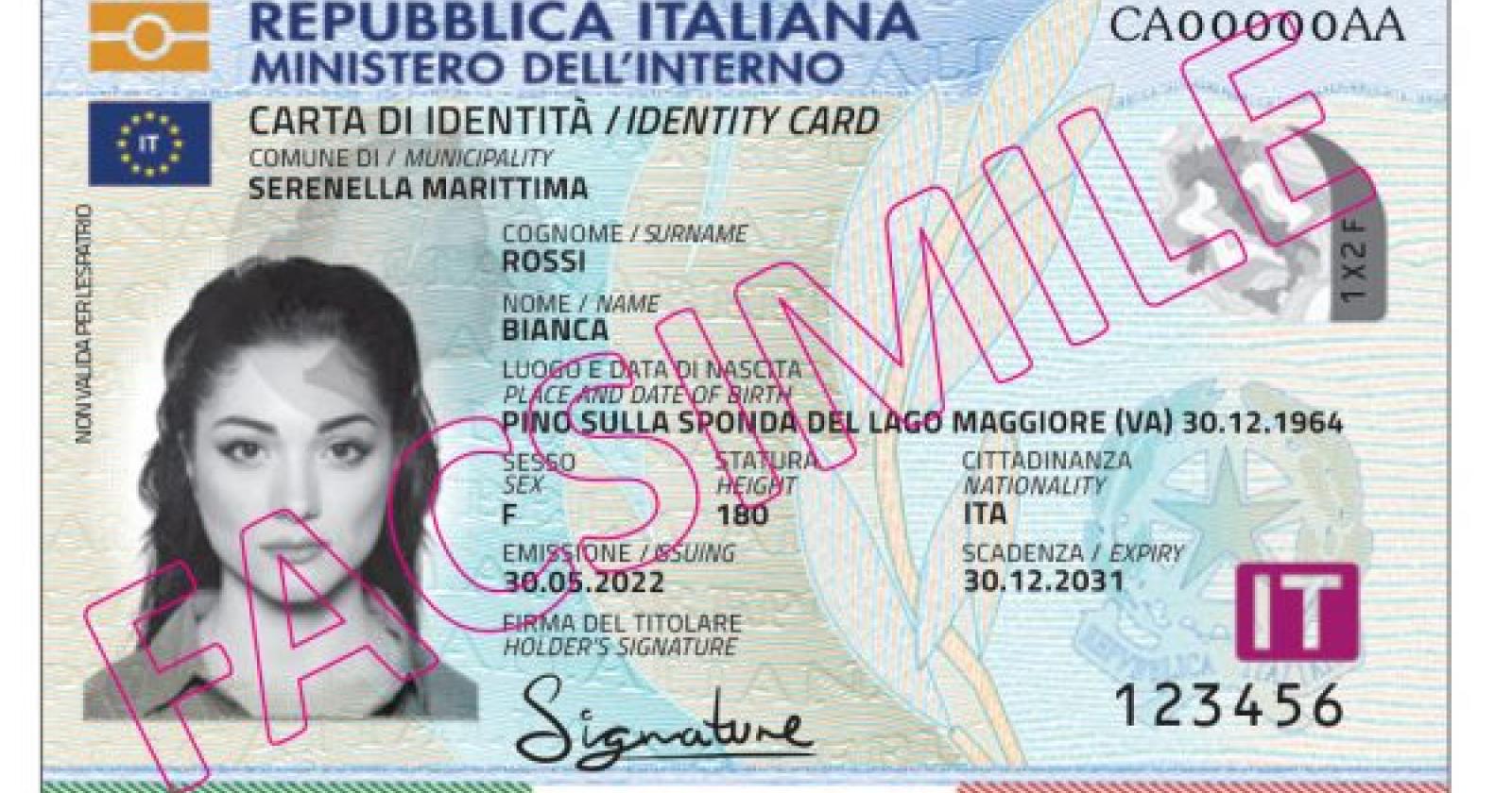 Carta d&rsquo;identit&agrave; &ldquo;a vita&rdquo; per over 70