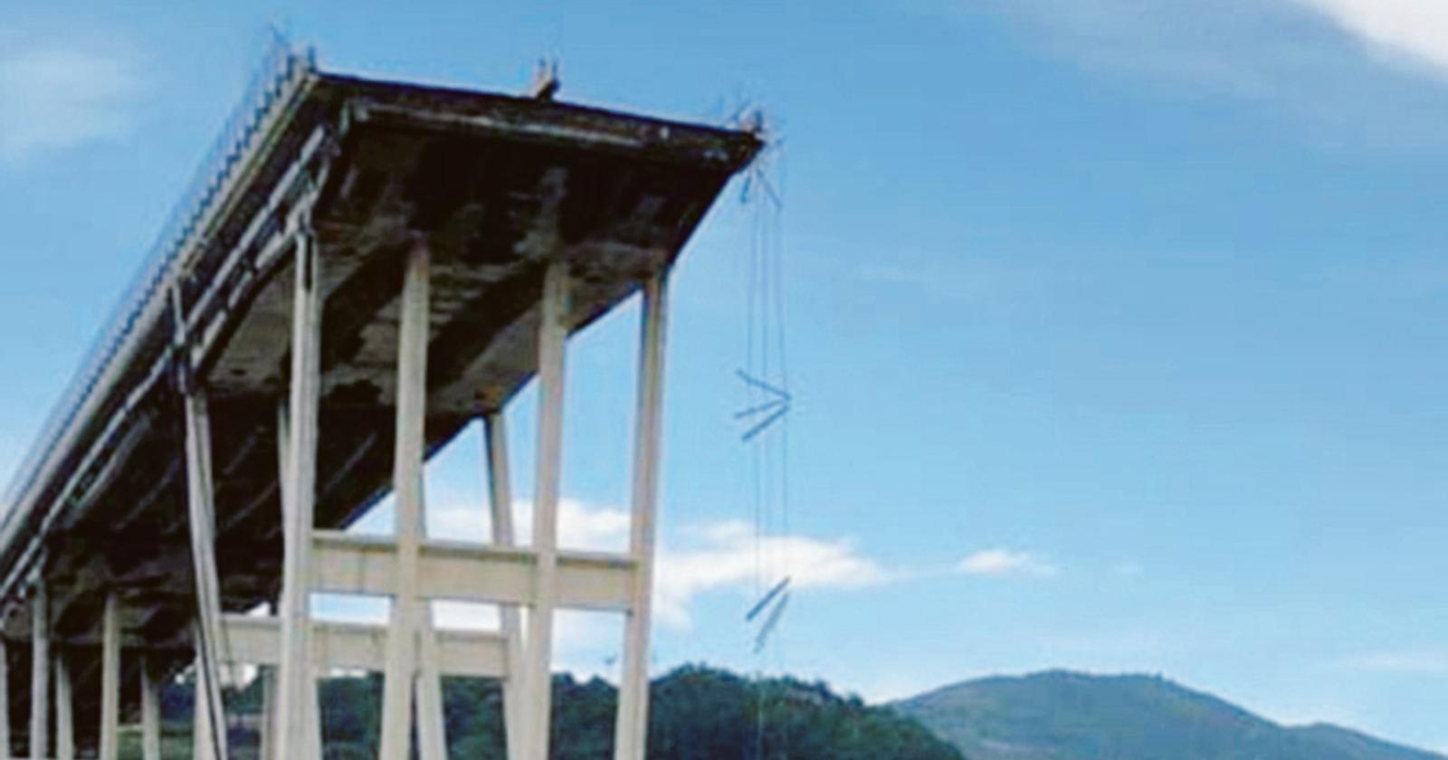 Il disastro del ponte Morandi ricreato in Pescheria Nuova