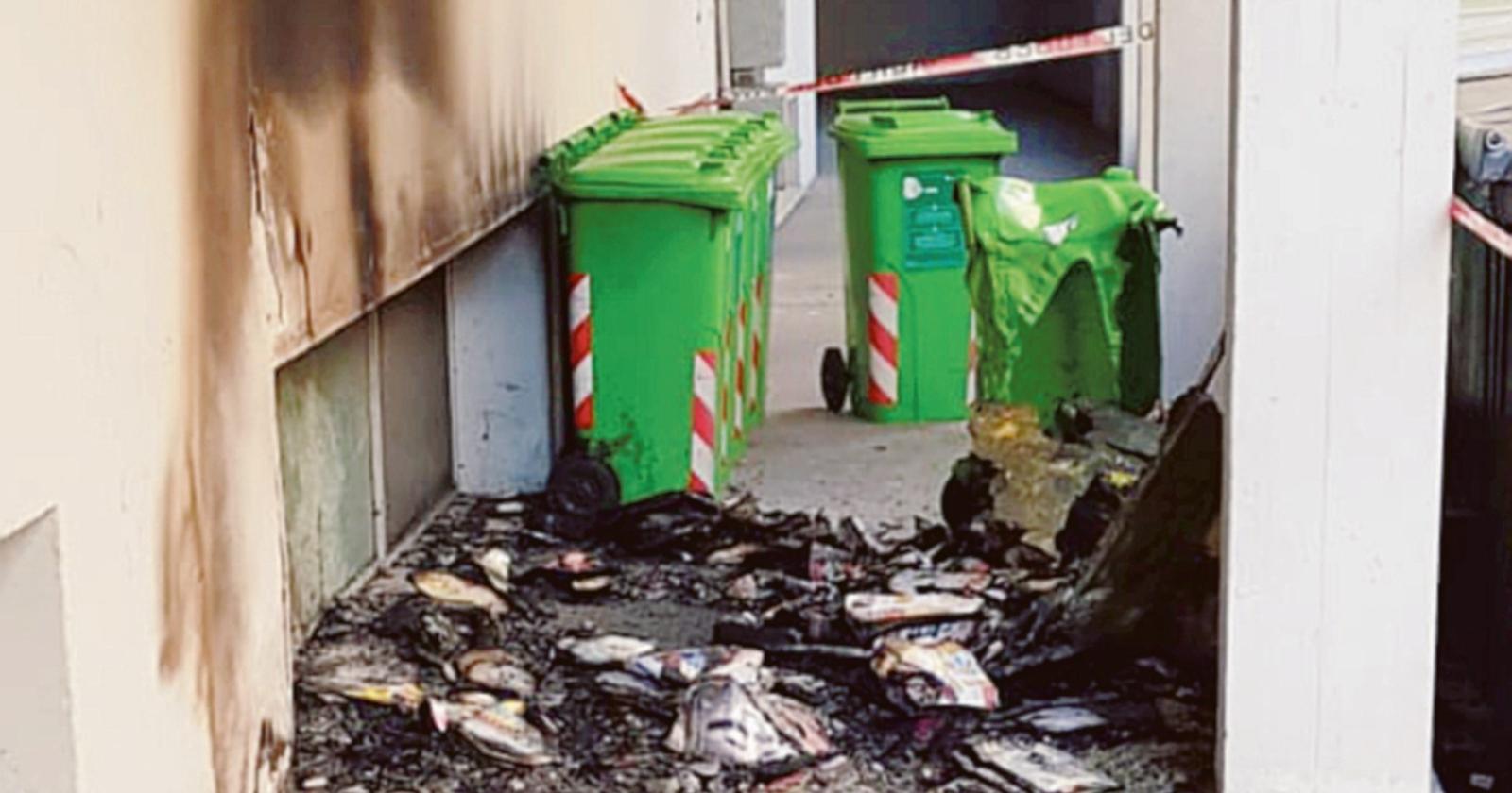 Rogo ai bidoni dei rifiuti, paura nella notte