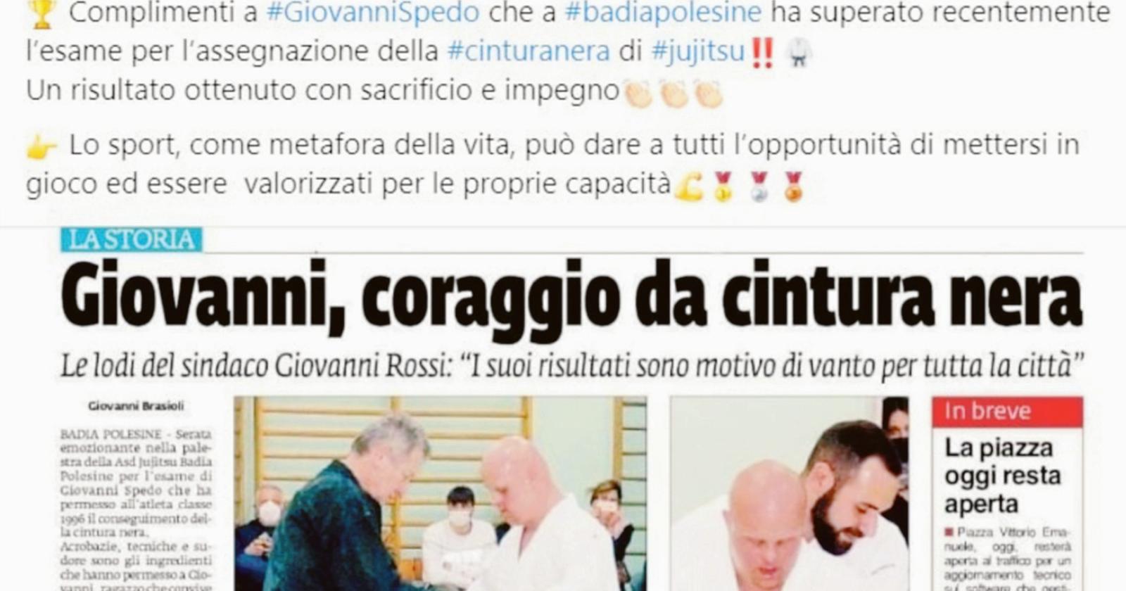 Il ministero applaude Giovanni, super cintura nera