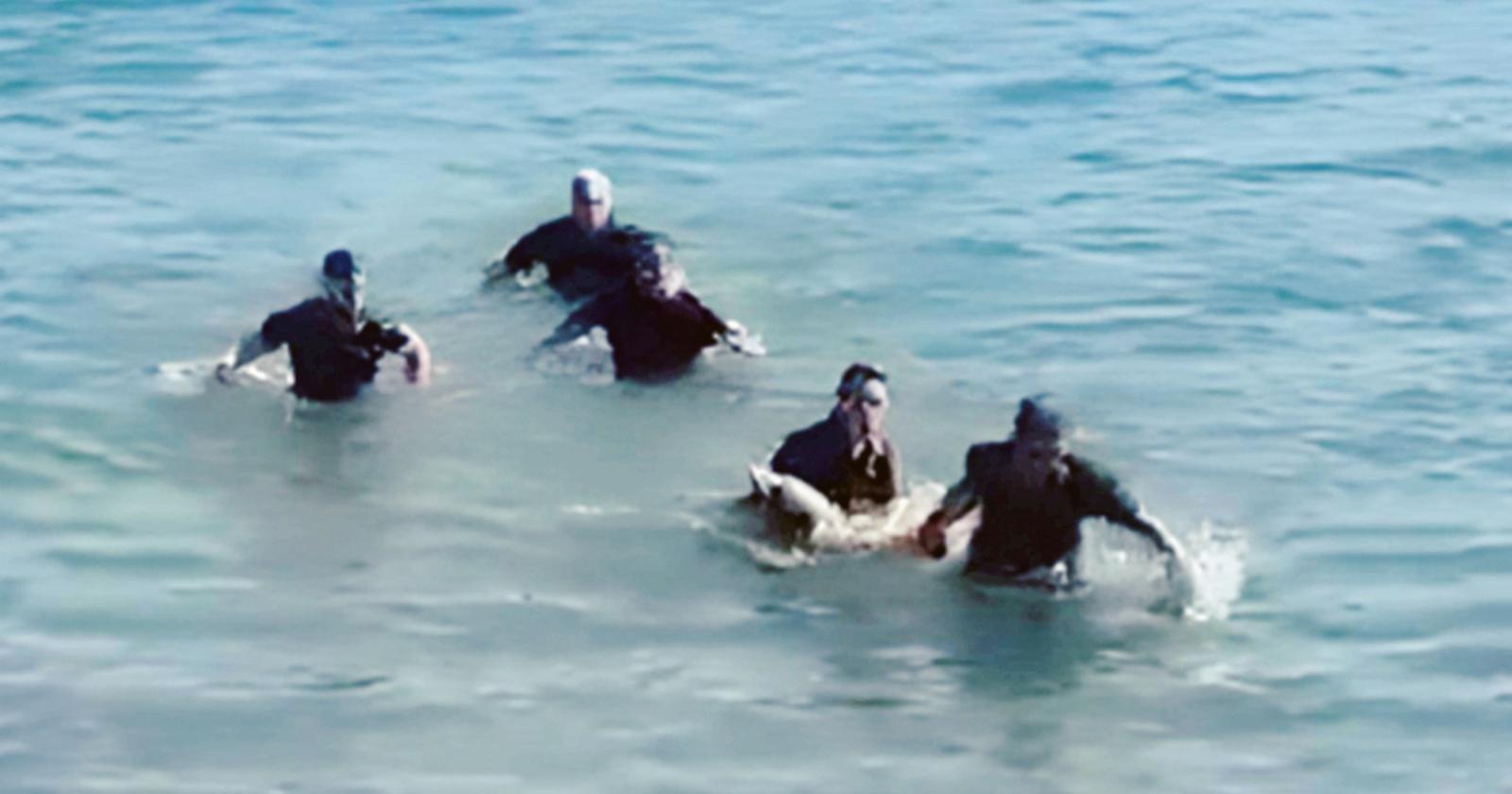 I poliziotti si tuffano per salvarla, purtroppo non ce la fa