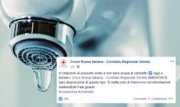 Il falso avviso sull'acqua contaminata: Croce Rossa e Acquevenete smentiscono
