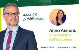 Il candidato regionale Diego Crivellari accoglie il viceministro dell'istruzione Anna Ascani