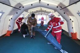 Croce Rossa allestisce un campo in piazza 