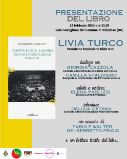 Presentazione del libro "Costituenti al Lavoro, Donne e Costituzione 1946-1947" di Livia Turco