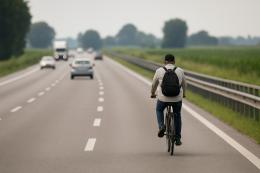 Transpolesana, fermato mentre pedala in contromano