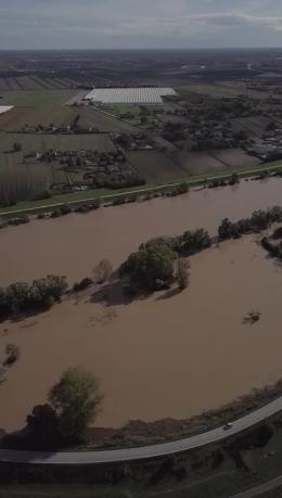 Video spettacolare dell'Adige in piena ripreso da un drone