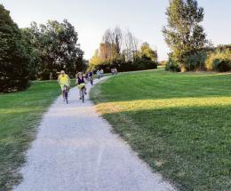 Tutti in bicicletta al tramonto