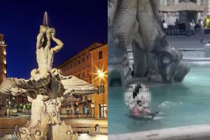 Turista si tuffa nella fontana